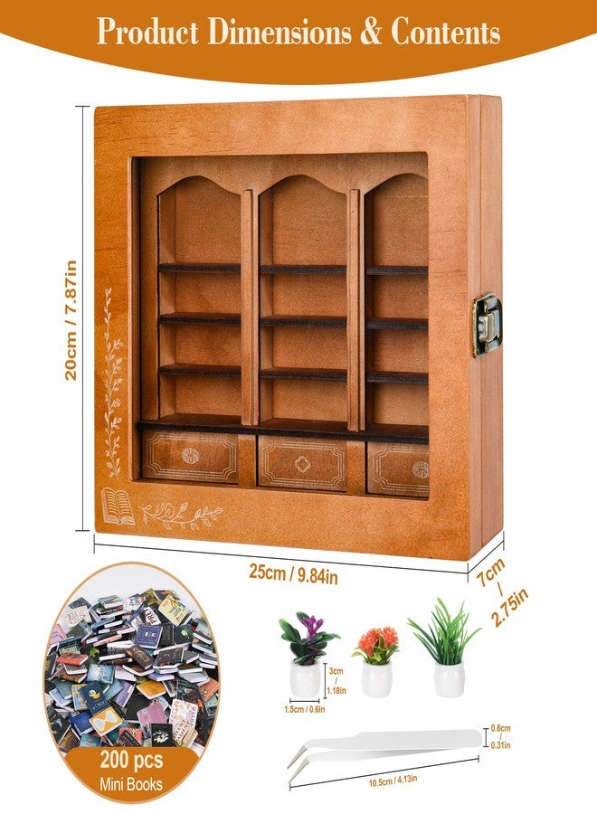 Pawnoc Anxiety Bookshelf with 200 Mini Books, Mini Library Decor, Shake Away Your Anxiety, Includes 1 Bookshelf, 3 Plant Flowers, and 1 Tweezers, Perfect for Book Lovers, Students, Family, and Friends - Image 2