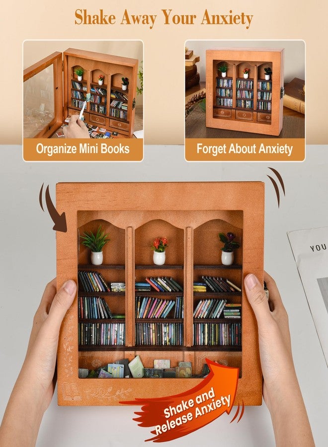 Pawnoc Anxiety Bookshelf with 200 Mini Books, Mini Library Decor, Shake Away Your Anxiety, Includes 1 Bookshelf, 3 Plant Flowers, and 1 Tweezers, Perfect for Book Lovers, Students, Family, and Friends - Image 5