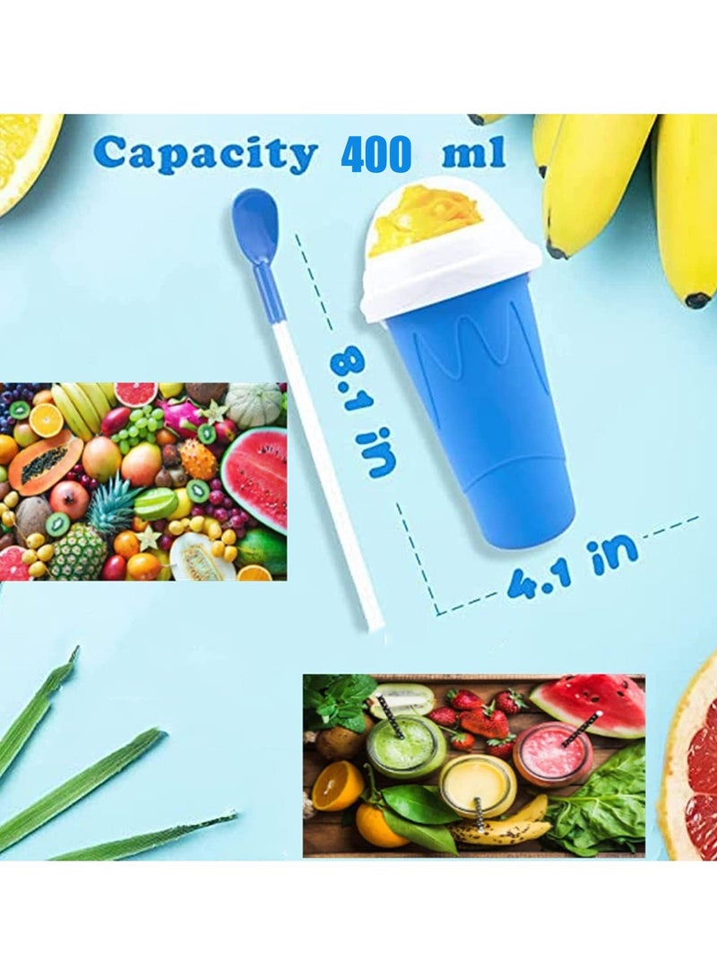 Slushie Maker Cup Magic Quick Frozen Smoothies Cup Portable Silica Freeze Mug Ice Cream Maker with Dome Lids Spoon (400ml Blue) - Image 5