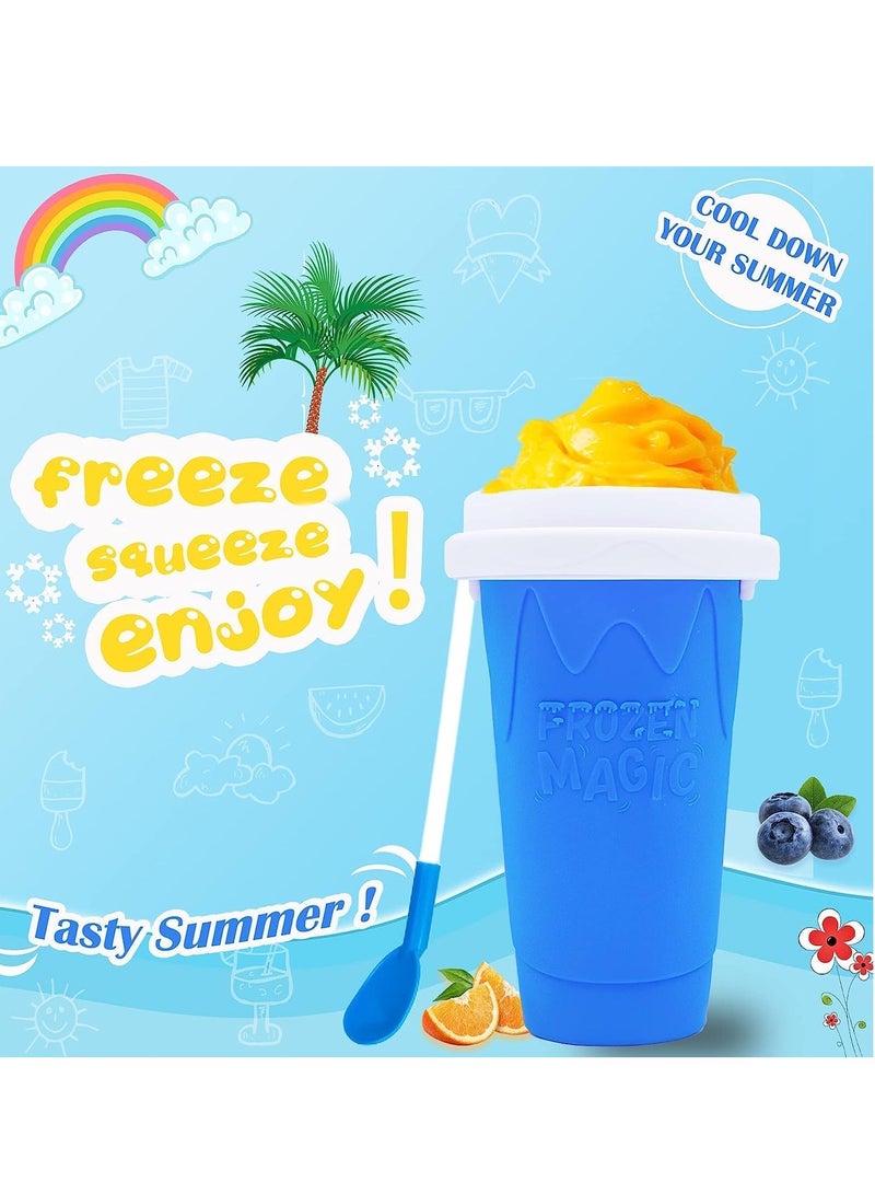 Slushie Maker Cup Magic Quick Frozen Smoothies Cup Portable Silica Freeze Mug Ice Cream Maker with Dome Lids Spoon (400ml Blue) - Image 2