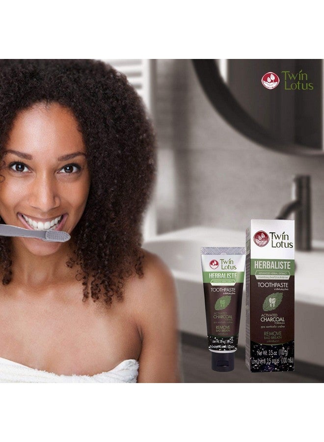 Twin Lotus Twin Lotus Activated Charcoal Toothpaste - Teeth Whitening Herbal, Fluoride Free & No SLS for Sensitive Teeth, Coconut Charcoal Toothpaste Remove Plaque Freshen Breath - Image 5