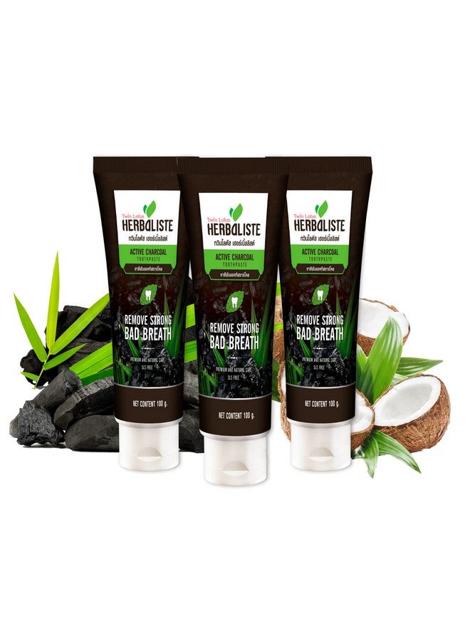 Twin Lotus Twin Lotus Activated Charcoal Toothpaste - Teeth Whitening Herbal, Fluoride Free & No SLS for Sensitive Teeth, Coconut Charcoal Toothpaste Remove Plaque Freshen Breath - Image 1