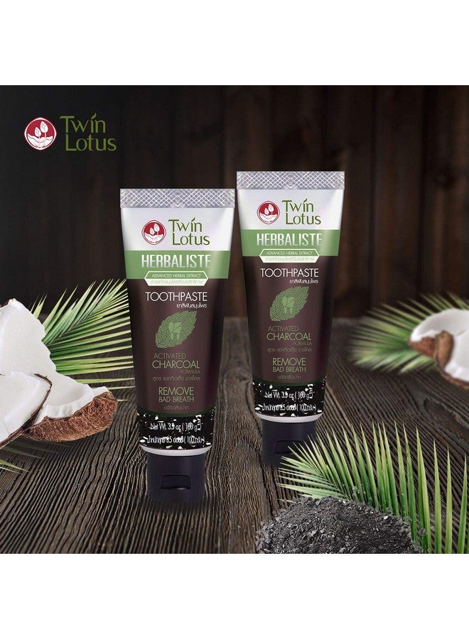 Twin Lotus Twin Lotus Activated Charcoal Toothpaste - Teeth Whitening Herbal, Fluoride Free & No SLS for Sensitive Teeth, Coconut Charcoal Toothpaste Remove Plaque Freshen Breath - Image 3
