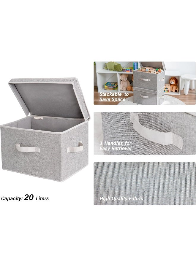 StorageWorks Storage Bin with Lid, Large Storage Baskets with lid, Decorative Storage Boxes with Lids, Gray, 2-Pack - Image 3