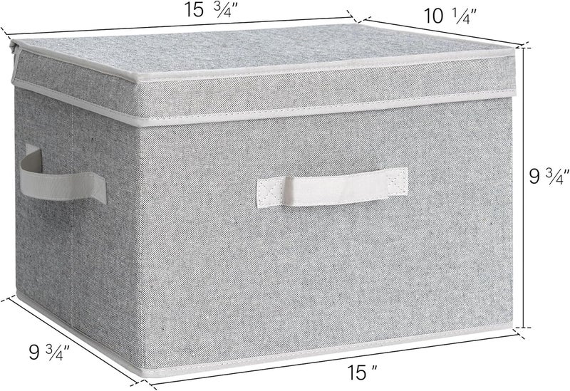 StorageWorks Storage Bin with Lid, Large Storage Baskets with lid, Decorative Storage Boxes with Lids, Gray, 2-Pack - Image 2