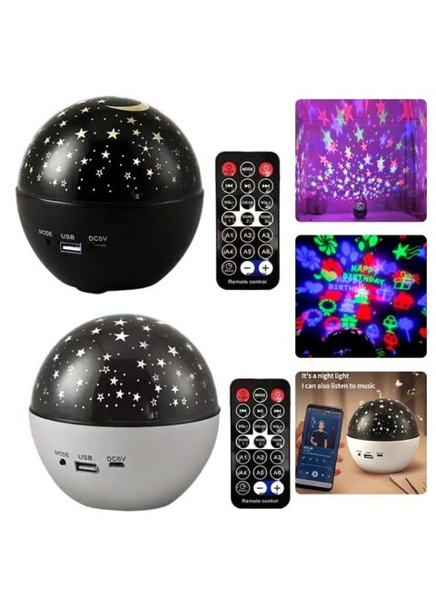 Starry Sky Laser Projection Night Light Bluetooth Music Usbq5 Water Ripple Led Mini Night Light Atmosphere Lighting-Power Supply:10W-Light Color:White Dinosaur Egg Plug-in