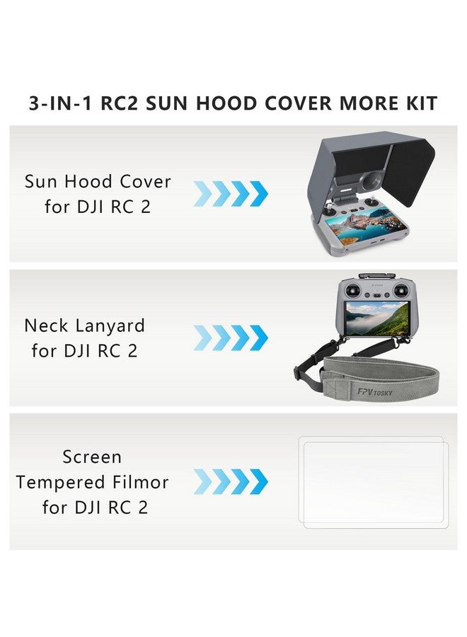 FPVtosky FPVtosky RC 2 Controller More Protector Kit for DJI Mini 4 Pro / Flip Accessories, Kit includes RC 2 Sun Hood Cover, RC 2 Lanyard, RC 2 Screen Protection x 2, DJI RC 2 Accessories, DJI Air 3 Accessories - Image 2
