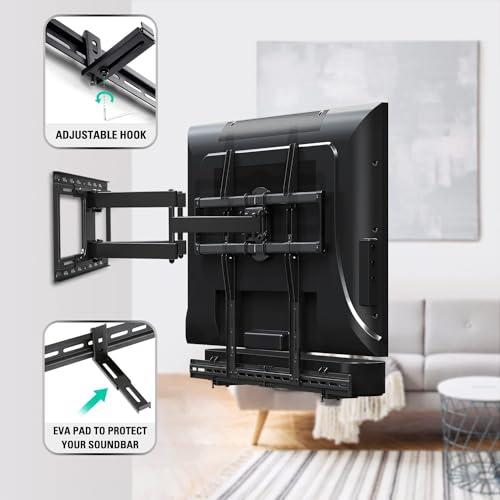 Mounting Dream Soundbar Mount Sound Bar TV Bracket with Holes/Without Holes, Non-Slip Base Holder Extends 3.4" to 6.1", Up to 20 LBS, Safe and Easy to Install MD5425 - Image 4