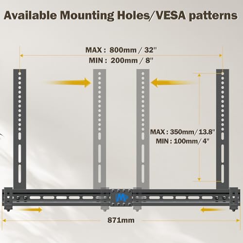 Mounting Dream Soundbar Mount Sound Bar TV Bracket with Holes/Without Holes, Non-Slip Base Holder Extends 3.4" to 6.1", Up to 20 LBS, Safe and Easy to Install MD5425 - Image 3