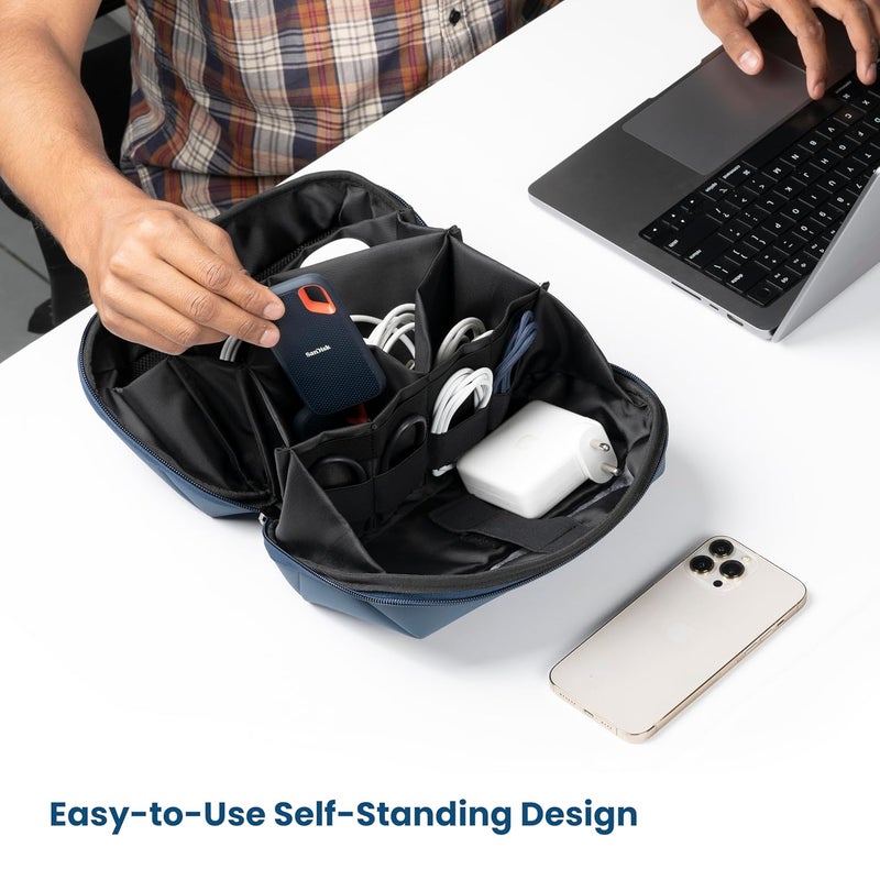 CRALOFT Store TechSlate Tech Organizer Pouch – Water-Resistant Hardshell Case for Cables, Chargers, Gadgets & Hard Drive – Electronic Accessories Bag with Scratch-Proof Smartphone Pocket for Men & Women - Image 3