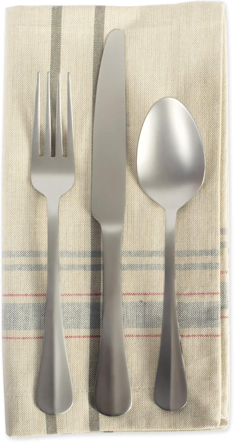 DII French Stripe Tabletop Collection Farmhouse Style Dining Table Linen Napkin Set, 20x20, Taupe/Gray, 6 Piece - Image 3