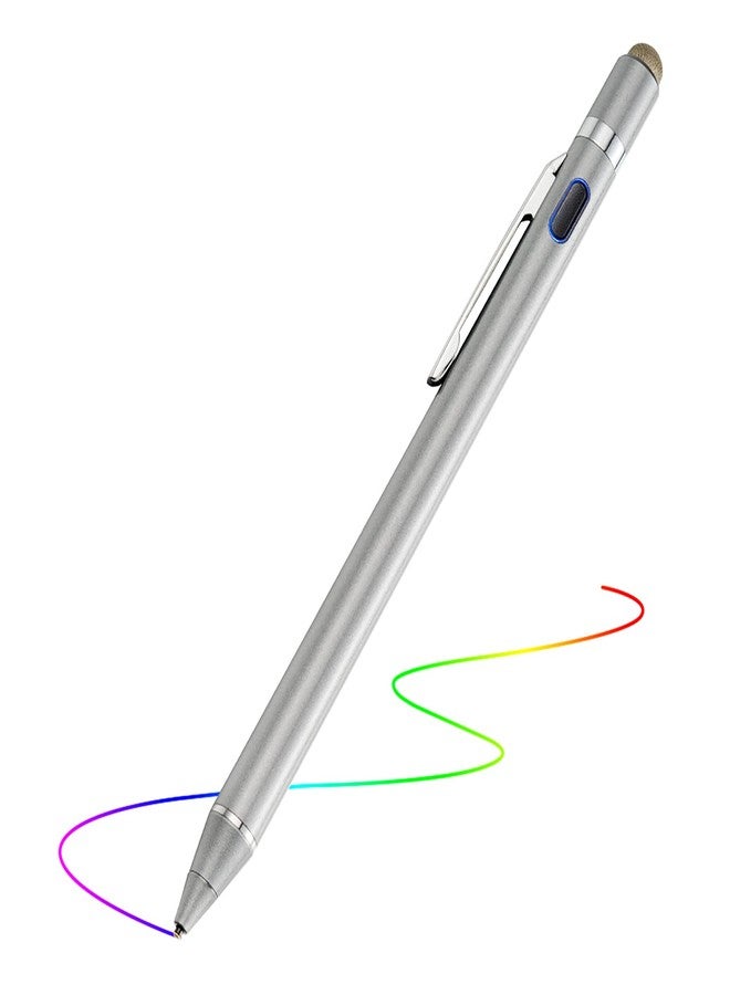 EVACH 2-in-1 Active Stylus Digital Pen with 1.5mm Ultra Fine Tip for iPad iPhone Samsung Tablets, Work on Touchscreen Phones and Tablets,Good at Drawing and Writing, Grey - Image 1