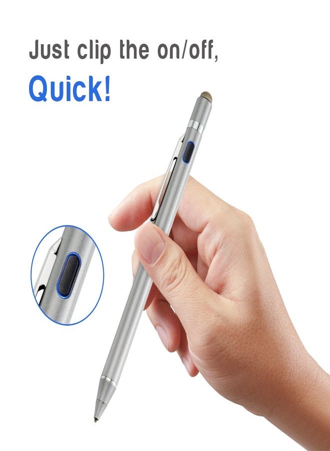 EVACH 2-in-1 Active Stylus Digital Pen with 1.5mm Ultra Fine Tip for iPad iPhone Samsung Tablets, Work on Touchscreen Phones and Tablets,Good at Drawing and Writing, Grey - Image 3