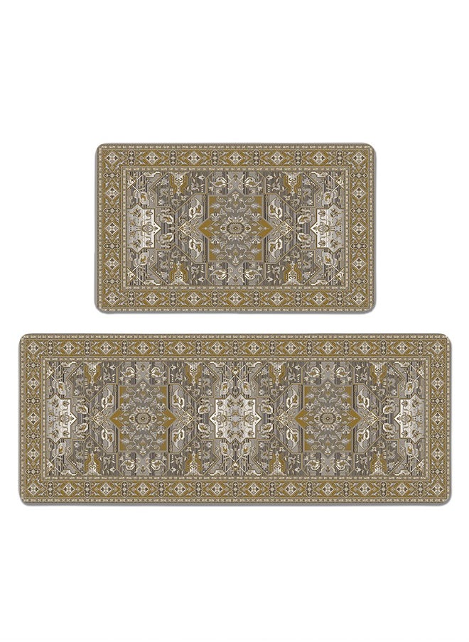 Generic 2 PCS Kitchen Floor Mats Rugs Set, Cushion Floor Carpet, Waterproof, Oil Resistant and Anti-Fatigue PU Standing Mat for Kitchen, Floor, Office, Sink, Laundry 45*75CM+45*120CM  - Image 1