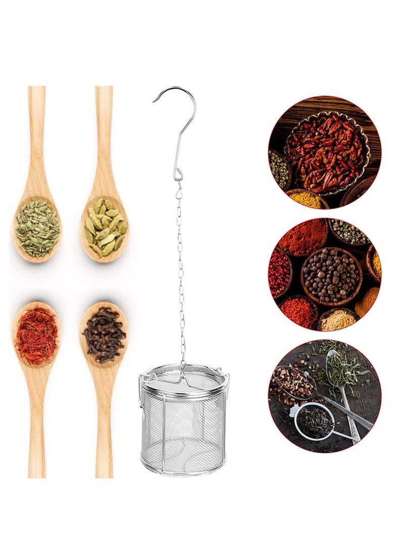 Seasoning Strainer, Stainless Steel Spice Filter, Cooking Spice Filter, Mesh Design Tea Ball Strainer Soup Seasonings Seperation Basket Filter with Chain Hook for Home Restaurant (8 * 10cm)  - Image 5