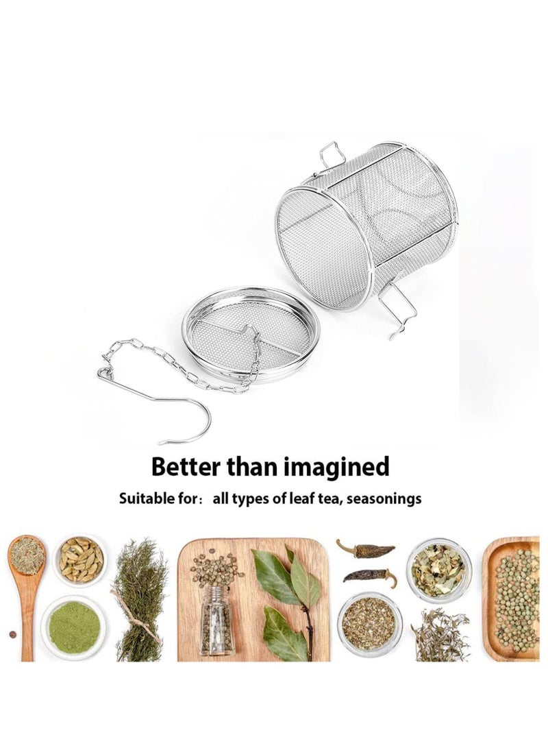 Seasoning Strainer, Stainless Steel Spice Filter, Cooking Spice Filter, Mesh Design Tea Ball Strainer Soup Seasonings Seperation Basket Filter with Chain Hook for Home Restaurant (8 * 10cm)  - Image 3