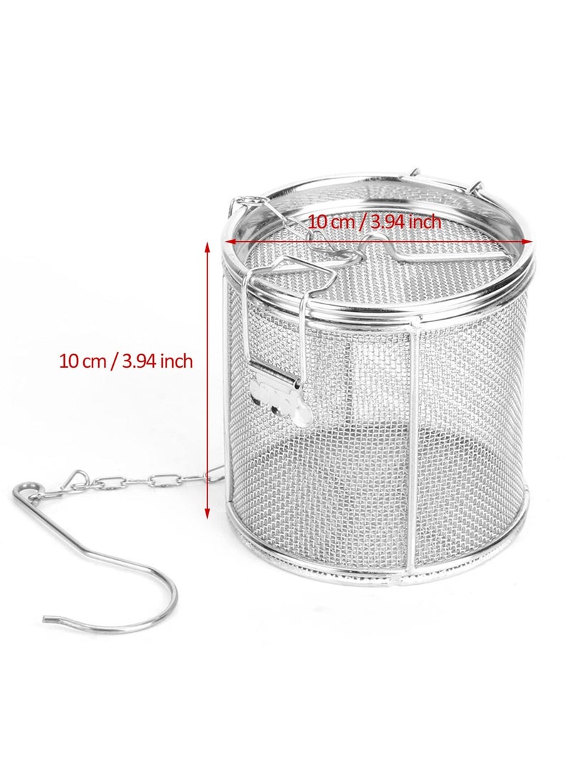 Seasoning Strainer, Stainless Steel Spice Filter, Cooking Spice Filter, Mesh Design Tea Ball Strainer Soup Seasonings Seperation Basket Filter with Chain Hook for Home Restaurant (8 * 10cm)  - Image 2