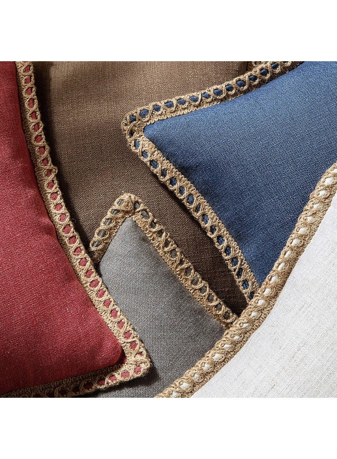 Phantoscope Pack of 2 Farmhouse Decorative Solid Throw Decorative Pillow Cover Burlap Linen Pillow Covers Trimmed Tailored Edges Red 18 x 18 inches 45 x 45 cm - Image 2