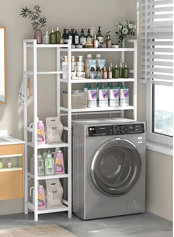 والالا رف غسالة ملابس معدني كبير جدًا مكون من 6 طبقات، حامل زاوية للحمام، ملحقات منظم تخزين، رف تخزين قائم بذاته للمكتب المنزلي، منظم حمام كبير لتوفير المساحة - Image 1