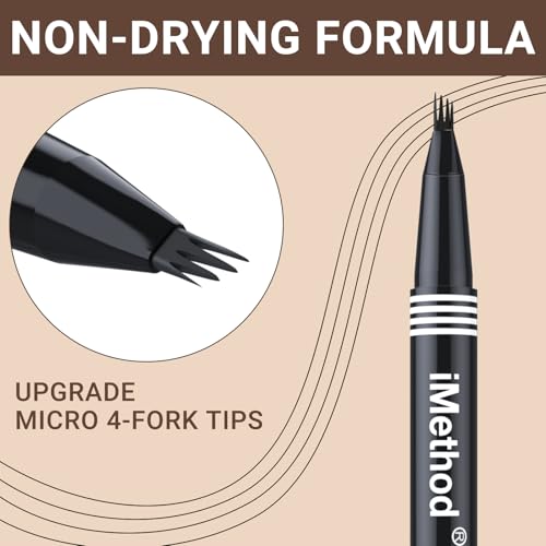 iMethod eyebrow pen - Microblading eyebrow pen, eyebrow pencil with a Micro 4-Fork Tip for Natural Hair-Like Brows, Long-Lasting Eye Brow Pencils for Women, Waterproof, Light Brown - Image 4