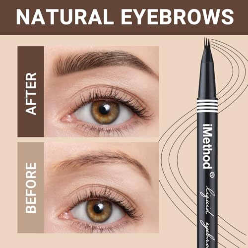 iMethod eyebrow pen - Microblading eyebrow pen, eyebrow pencil with a Micro 4-Fork Tip for Natural Hair-Like Brows, Long-Lasting Eye Brow Pencils for Women, Waterproof, Light Brown - Image 3