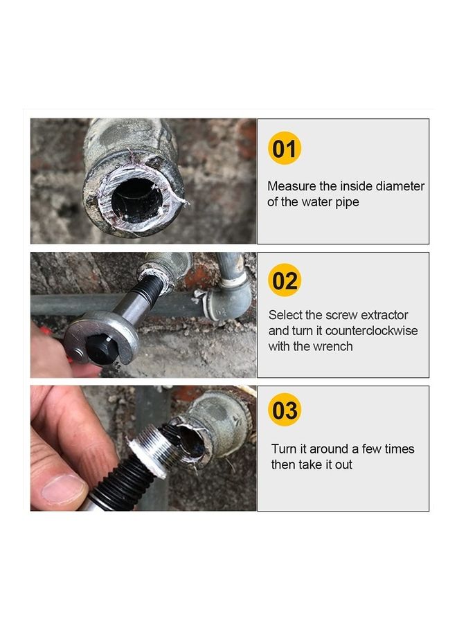 8-Piece Broken Bolt Screw Extractor Set Silver/Black - Image 4