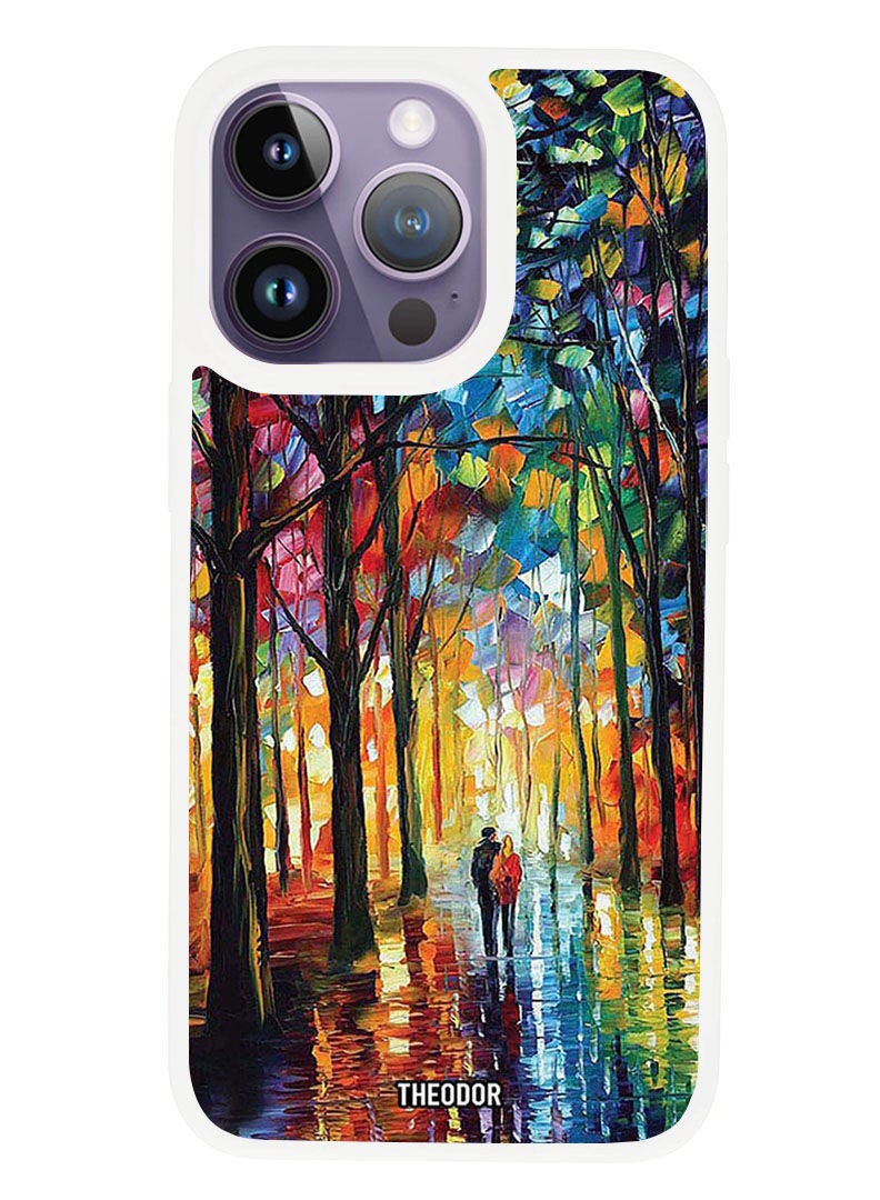 Theodor Protective Case Anti Scratch Shock Proof Cover For APPLE IPHONE 14 PRO MAX Colorful Art Couple (White Bumper) - Image 1