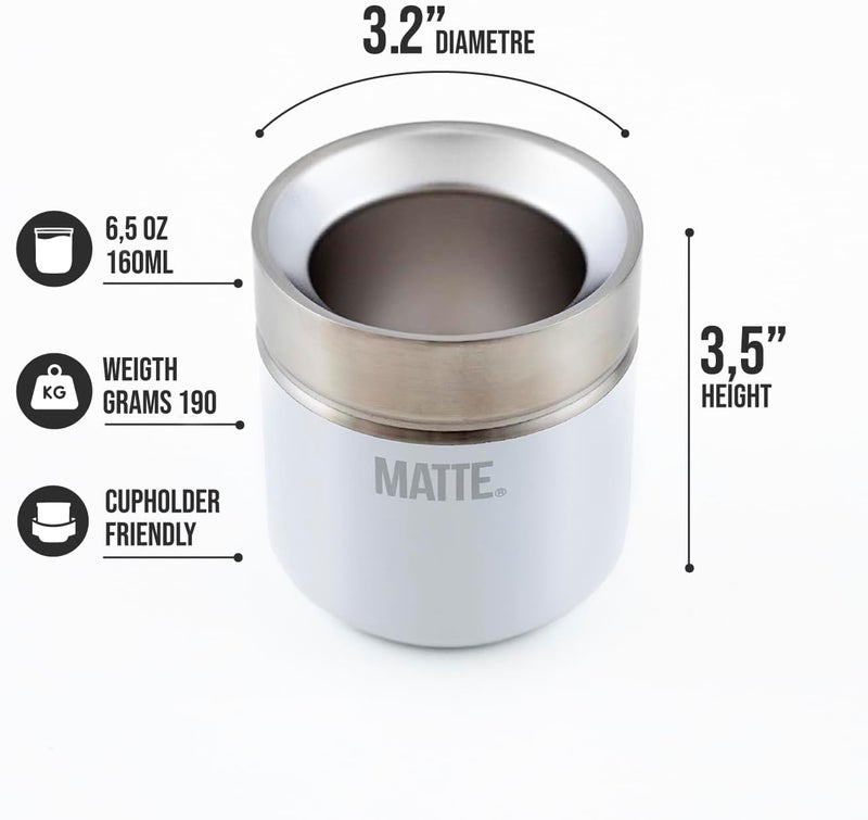 Matte 6.5 oz Yerba Mate Gourd and Bombilla Set - Includes DS Pro Box - BPA Free Yerba Mate Set Kit with Mate Straw, Elegant Design, Non-Slip Base (White) - Image 2