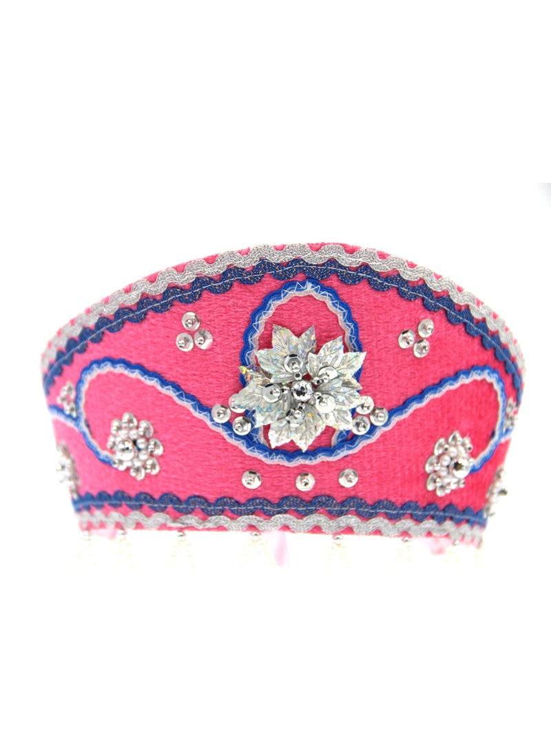 D'Daniela D' Daniela - Women's Traditional Headdress Kokoshnik -Pink with Blue braid - Image 2