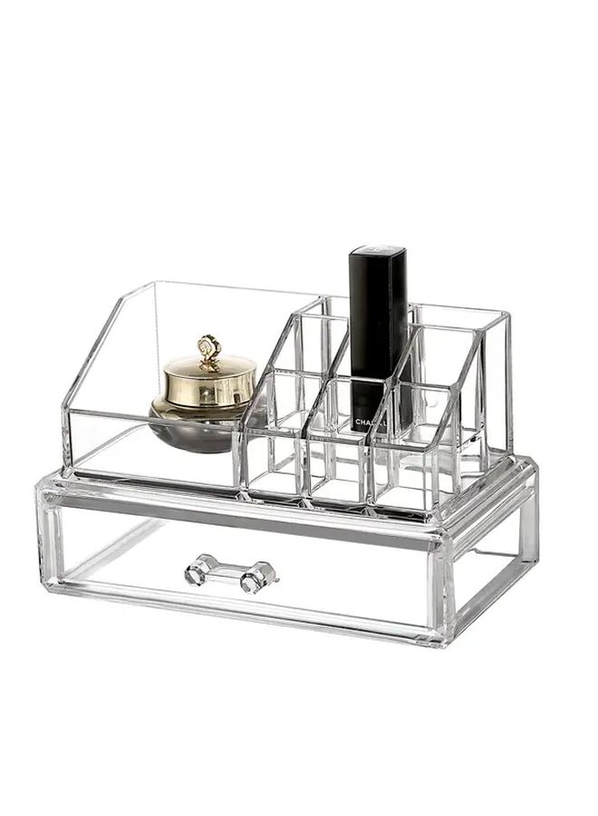 10 Slot 2 Drawer Acrylic Transparent Cosmetic Organizer Desktop Storage - Image 4
