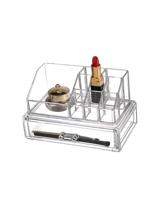 10 Slot 2 Drawer Acrylic Transparent Cosmetic Organizer Desktop Storage - Image 2
