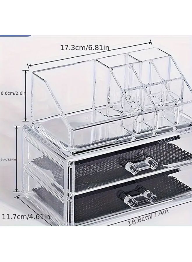 10 Slot 2 Drawer Acrylic Transparent Cosmetic Organizer Desktop Storage - Image 3