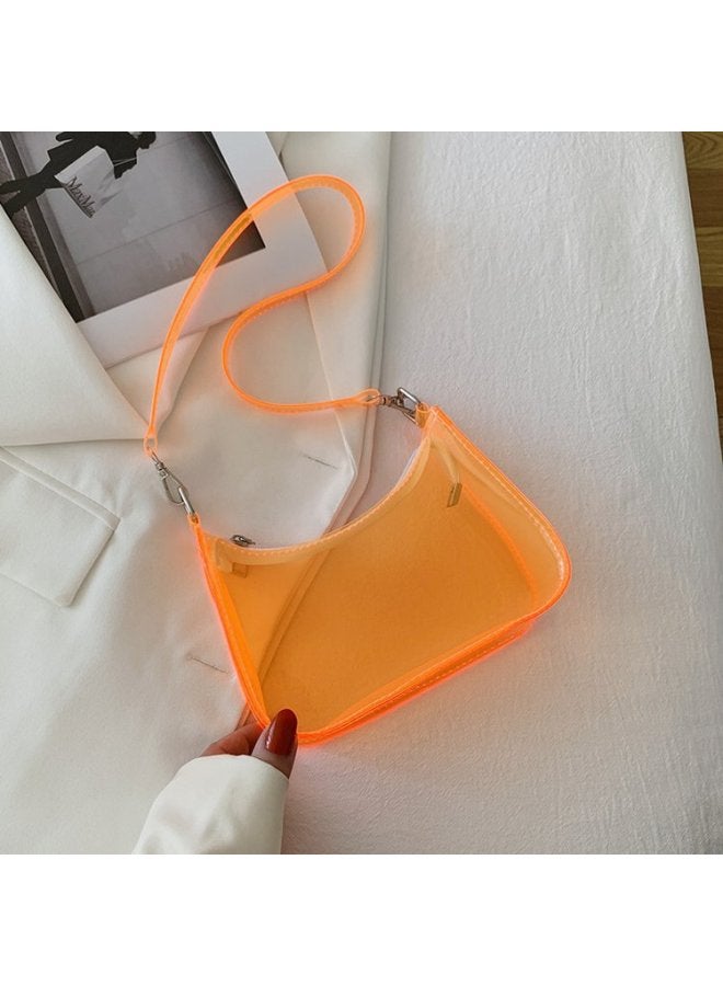 Small Bag Women's Bag 2023 Summer Trendy Korean Style Fashion Messenger Bag Net Red Ocean Style Shoulder Underarm Bag-Color:Orange-Size:000 - Image 1