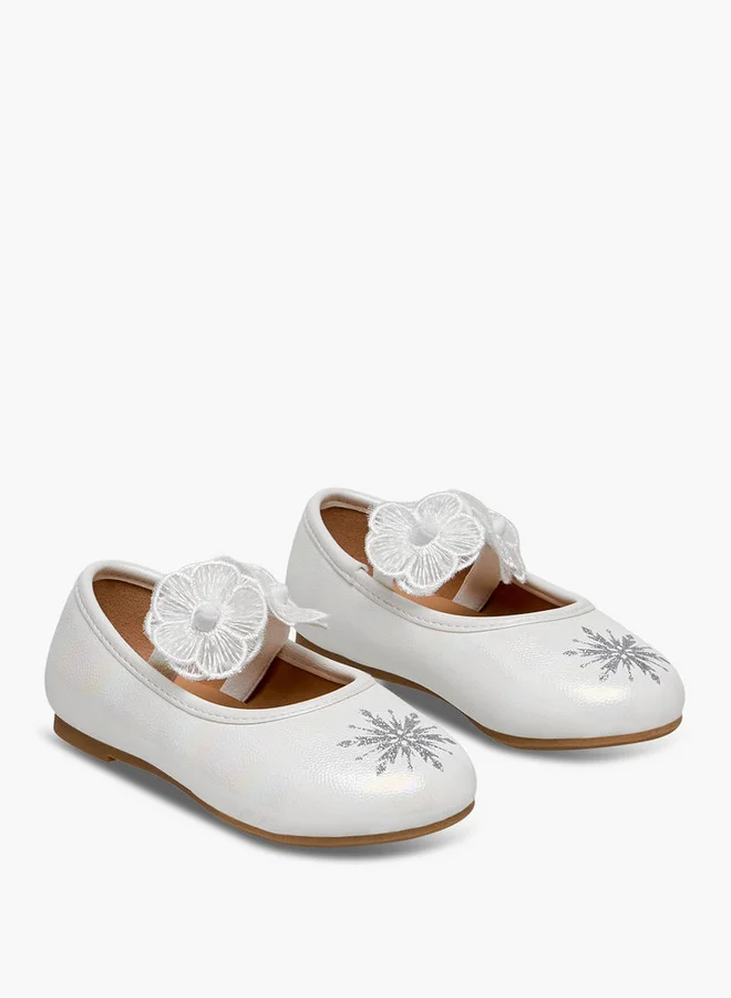 ديزني Girls Frozen Snowflake Print Ballerina Shoes Ramadan Collection