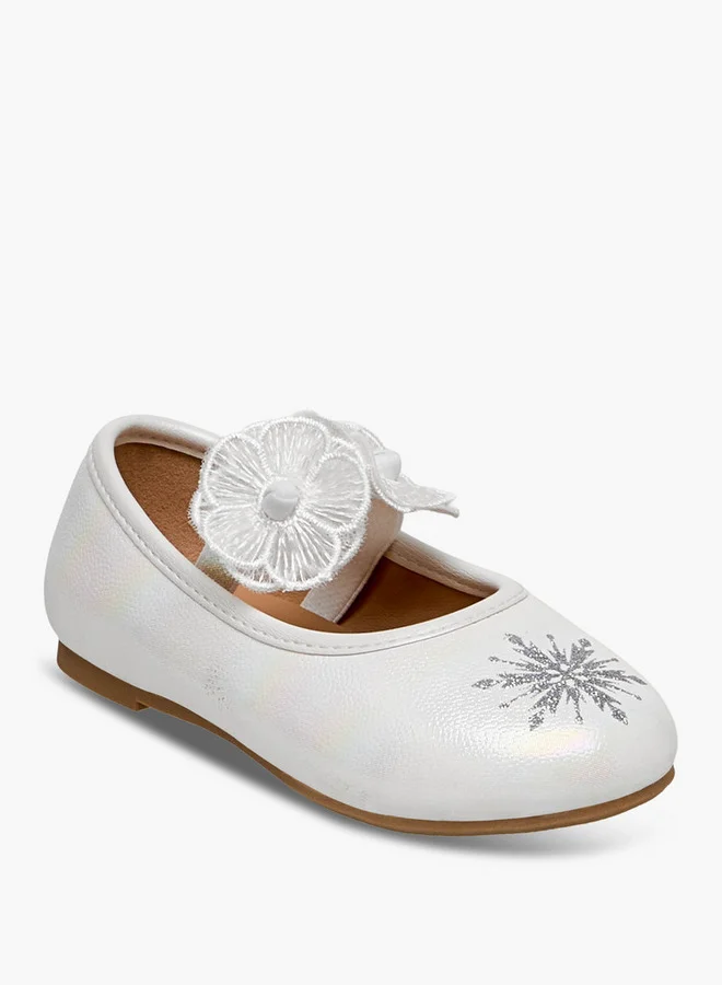 ديزني Girls Frozen Snowflake Print Ballerina Shoes Ramadan Collection
