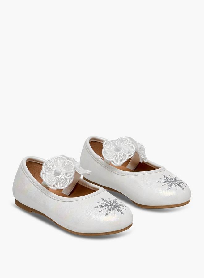Disney Girls Frozen Snowflake Print Ballerina Shoes - Image 1
