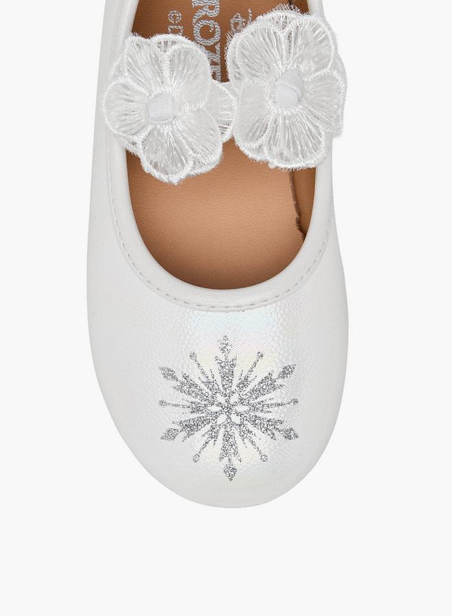 Disney Girls Frozen Snowflake Print Ballerina Shoes - Image 4