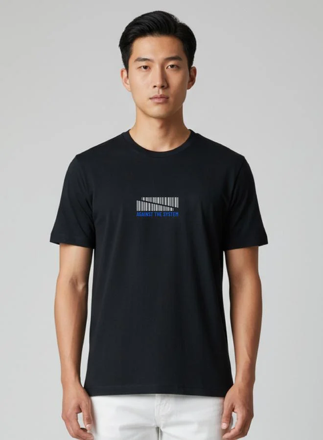 Clans&Hans Men Black Crew Neck Graphic Print T-Shirt