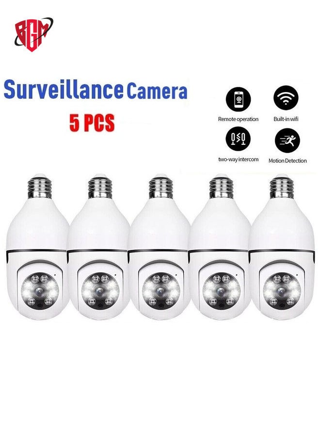 بي جي إم - 5 PCS WIFI Light Light Camera - كاميرا أمان لاسلكية في الهواء الطلق - كاميرا مراقبة منزلية مع 1080 بكسل رؤية ليلية الكشف عن الحركة البشرية - Image 1