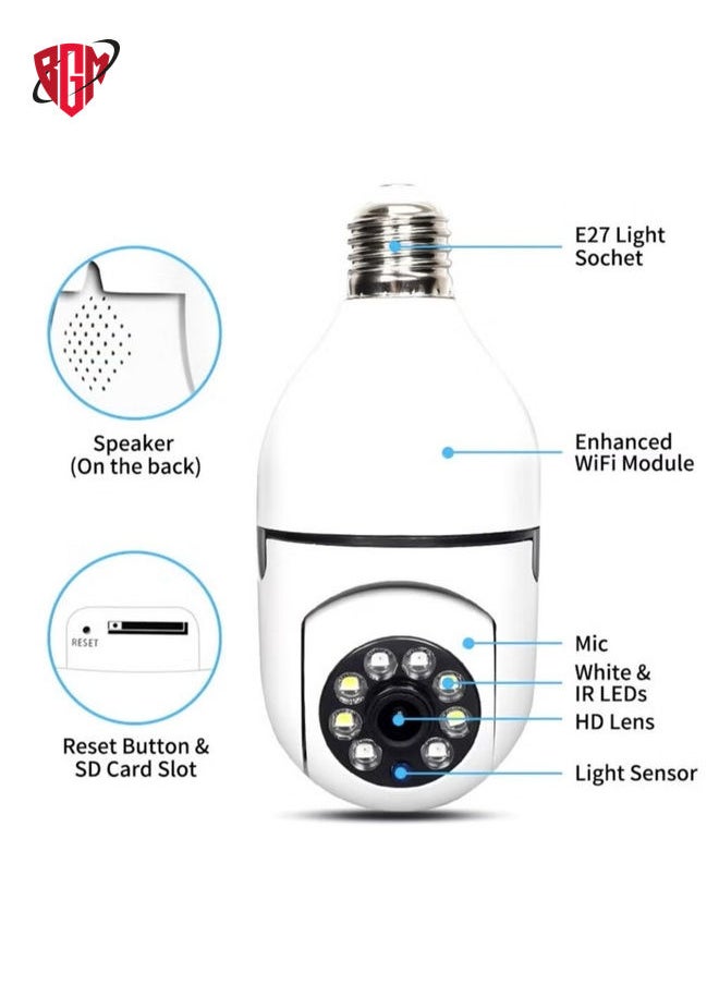 بي جي إم - 5 PCS WIFI Light Light Camera - كاميرا أمان لاسلكية في الهواء الطلق - كاميرا مراقبة منزلية مع 1080 بكسل رؤية ليلية الكشف عن الحركة البشرية - Image 1