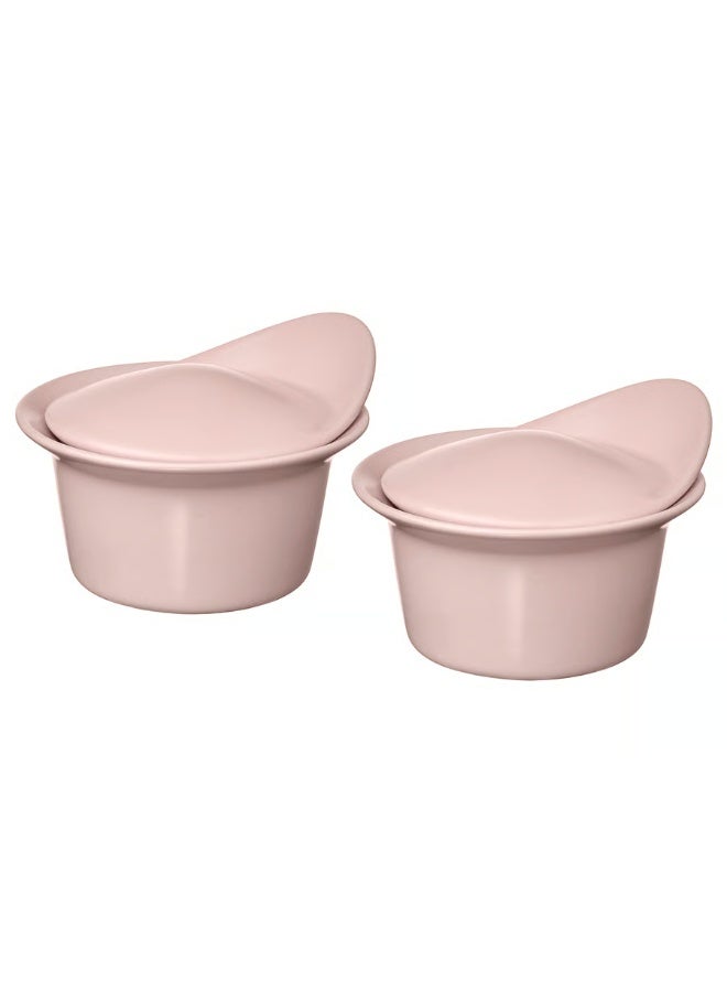 Oven Serving Dish With Lid Matt Light Pink Diameter 13 cm Height 9 cm Length 15 cm Volume 0.2 L Width 13 cm - Image 1