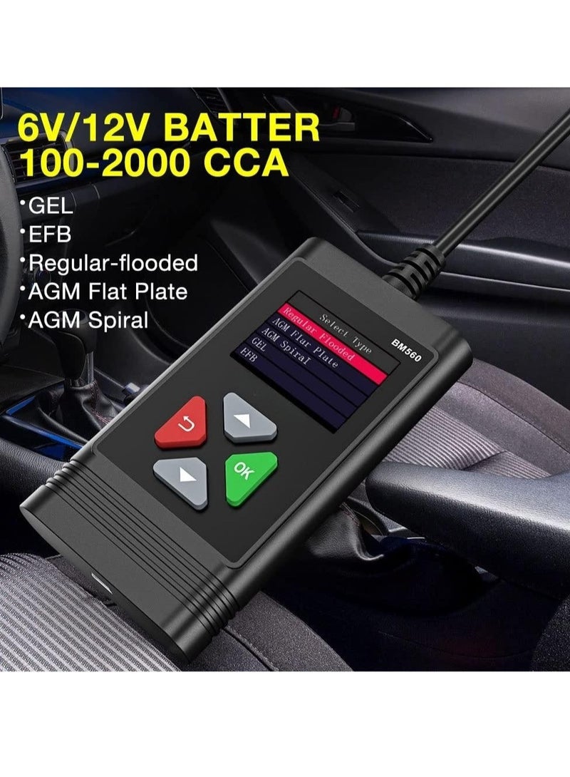 Car Battery Tester, 6V 12V Battery Load Tester 100-2000CCA Automotive Alternator Tester Digtial Battery Analyzer Charging Cranking System Tester for Car Truck Motorcycle ATV SUV Boat - Image 3