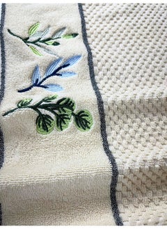 SENSES SENSES by Riba All Cotton 550 GSM Embroidered Towel Set for Bath | Quick Drying, Highly Absorbant, Great for Gifting - Pack of 4-2pcs Bath + 2pcs Hand Towels, Ivory (Style 1)  - Image 5