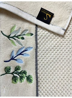 SENSES SENSES by Riba All Cotton 550 GSM Embroidered Towel Set for Bath | Quick Drying, Highly Absorbant, Great for Gifting - Pack of 4-2pcs Bath + 2pcs Hand Towels, Ivory (Style 1)  - Image 4