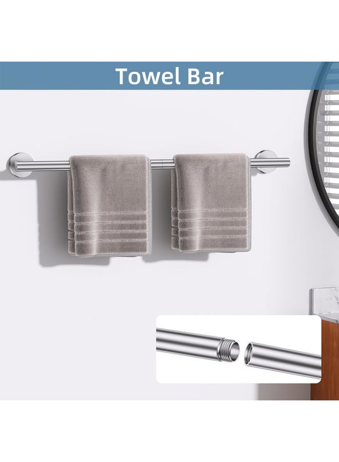 soaez Brushed Nickel Round 10-Piece Towel Bar Set Bathroom Hardware Accessories Set Upgraded Toilet Paper Holder Towel Rail Set for Bathroom Stainless Steel Wall Mounted Bathroom Set,23.6 in - Image 2