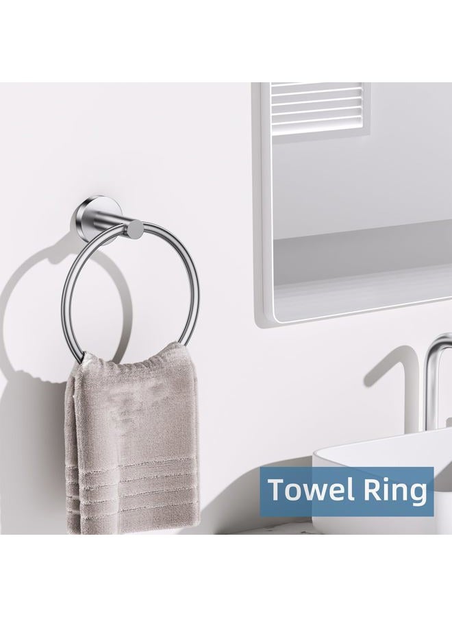 soaez Brushed Nickel Round 10-Piece Towel Bar Set Bathroom Hardware Accessories Set Upgraded Toilet Paper Holder Towel Rail Set for Bathroom Stainless Steel Wall Mounted Bathroom Set,23.6 in - Image 3