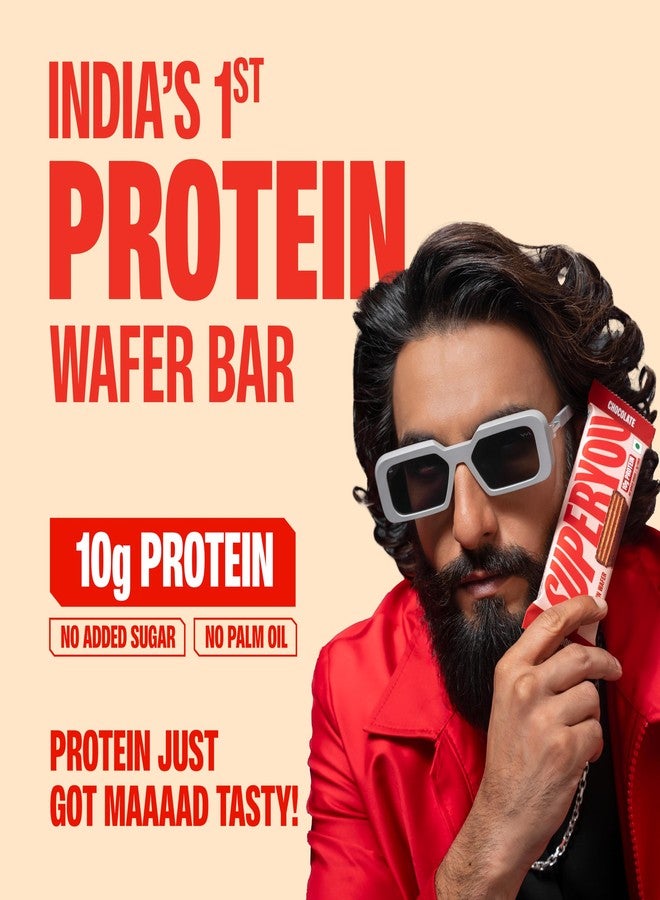 SuperYou Assorted Protein Wafer Bars (Pack of 10)|10g Protein, 3g Fiber, No Added Sugar|Yeast Fermented Protein|Energy Bars|Crunchy Wafer Bar|100% Vegetarian|No Palm Oil|400g - Image 2
