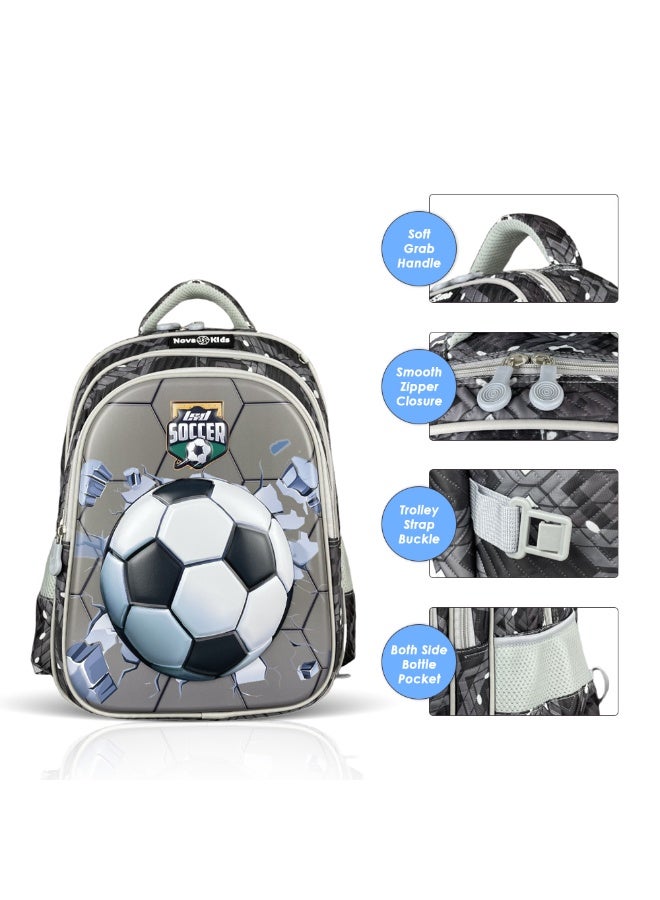 Nova kids حقيبة ظهر نوفا كيدز 3D - كرة القدم رمادي - Image 5