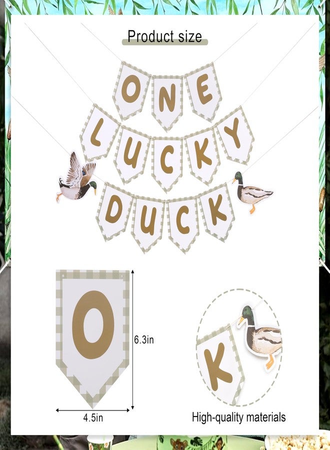 HIKLO One Lucky Duck Banner - Mallard Duck Hunting First Birthday Party Decoration, Duck 1st BIrthday Banner, A Lucky Duck Theme Decor for Boy, Fall Party Cake Smash Photo Props - Image 2