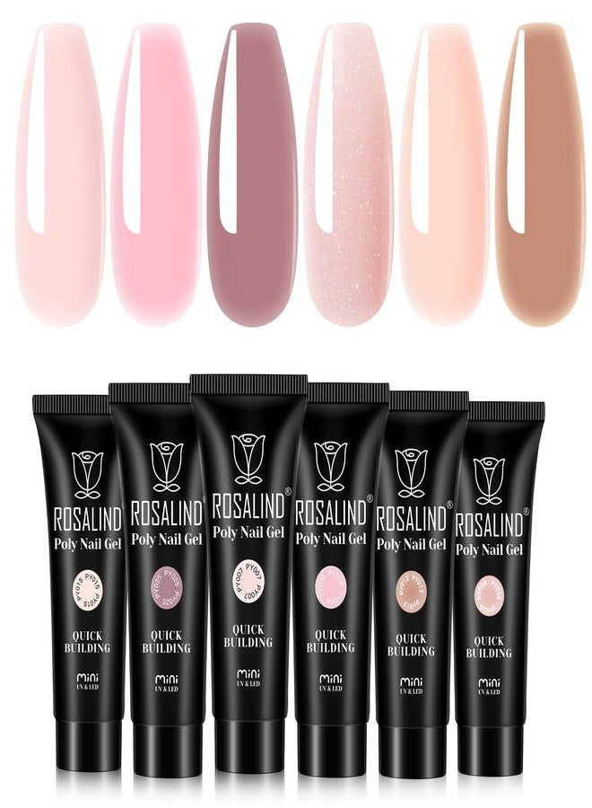 ROSALIND 6 PCS Poly Nail Gel, 0.34 oz/10 ml Soft Pink Poly Extension Gel, Quick Nail Extension, Builder Nail Enhancement for Beginner & Professional Salon Home Diy Design - Image 1